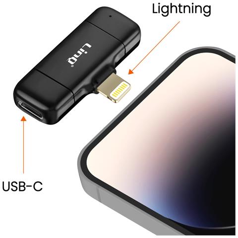 Microfono Lavalier Senza Fili Connettore Lightning Riduzione Rumore, Nero - Foto 2
