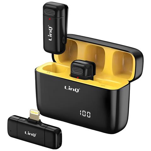 Microfono Lavalier Senza Fili Connettore Lightning Riduzione Rumore, Nero - Foto 1