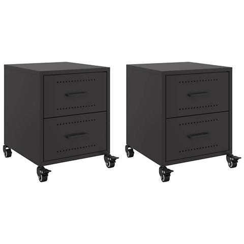 Comodini 2 pz Neri 36x39x43,5 cm in Acciaio - Foto 1