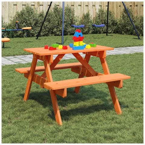 Tavolo Da Picnic Per 4 Bambini Con Foro Ombrellone Legno Abete - Foto 1