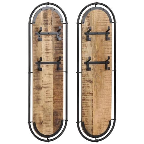 Appendiabiti Da Parete Con 4 Ganci 2pz Legno Massello Di Mango - Foto 1