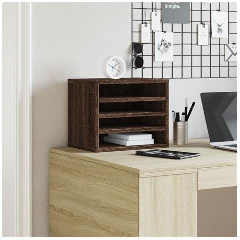 Organizer Scrivania Rovere Marrone 36x26x29,5 Legno Multistrato - Foto 3