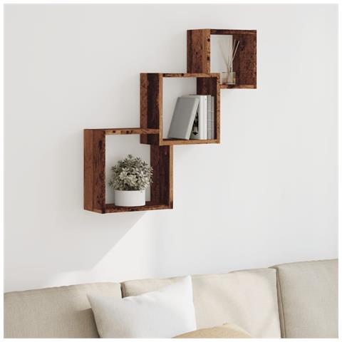 Mensole Cubo Parete Legno Antico 68x15x68 Cm Legno Multistrato - Foto 3