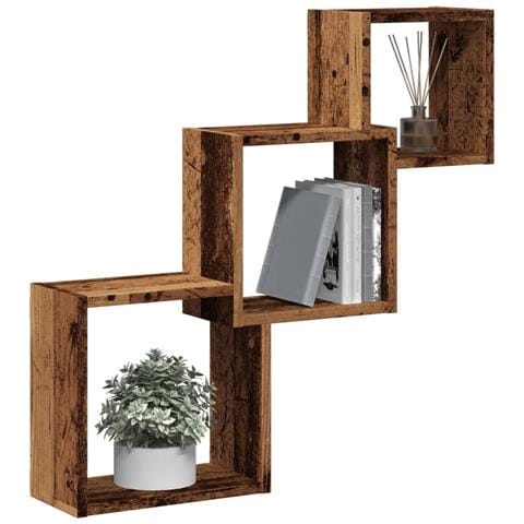 Mensole Cubo Parete Legno Antico 68x15x68 Cm Legno Multistrato - Foto 1