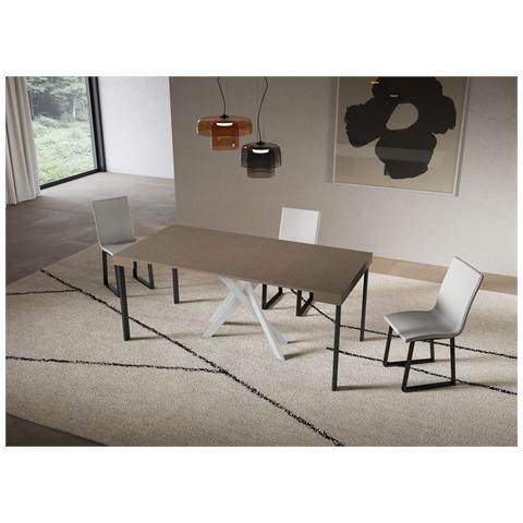 Consolle Allungabile 90x40/196 Cm Saki Small Tortora Gambe Bianche - Foto 2