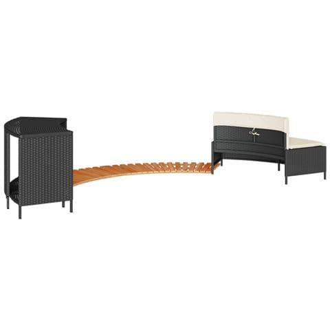 Bordo per Spa Nero in Polyrattan e Legno Massello di Acacia - Foto 2