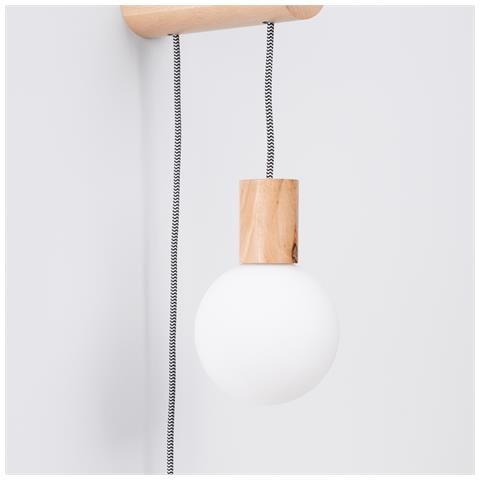 Lampada A Parete Nibmi G9 Con Interruttore Sl. 1645 - Soppalco Lampada Da Parete Legno Naturale /bianco /nero 67x6x25 Cm - Foto 8