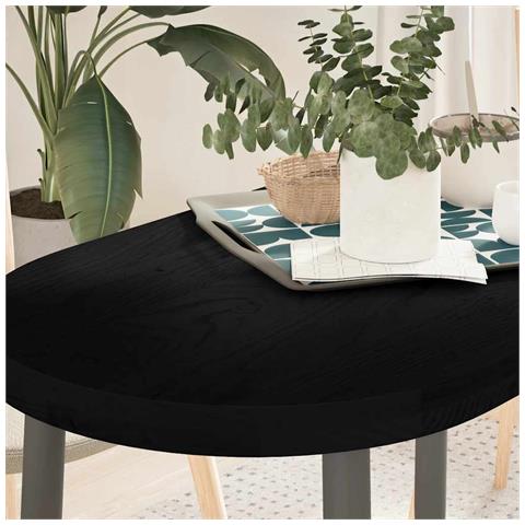 Piano Tavolo Marrone Scuro 100x50x4 Cm In Rovere Massello Ovale - Foto 1