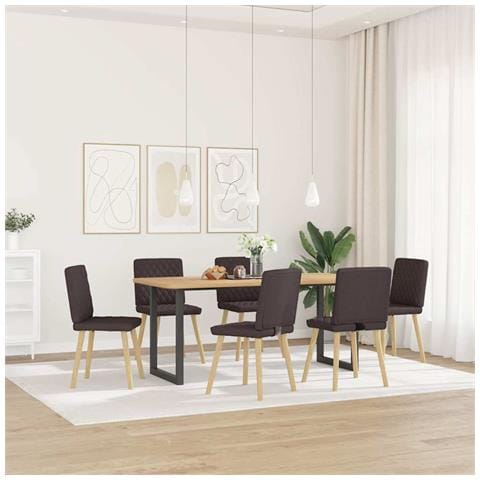 Sedie Da Pranzo 6 Pz Marrone Scuro In Tessuto - Foto 2