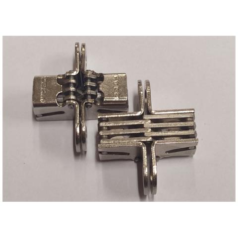 2 Pezzi - Cerniera Invisibile In Acciaio Nichelato Con Viti - 39x12mm - Foto 1