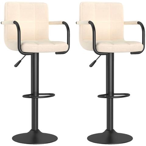 Lusso Casadino - Sgabelli Da Bar 2 Pz Crema In Tessuto - Foto 1