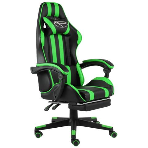Lusso Casadino - Sedia Da Gaming Con Poggiapiedi Nero E Verde In Similpelle - Foto 2