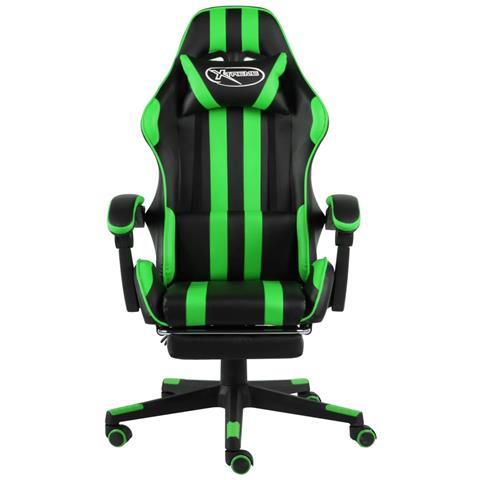 Lusso Casadino - Sedia Da Gaming Con Poggiapiedi Nero E Verde In Similpelle - Foto 1