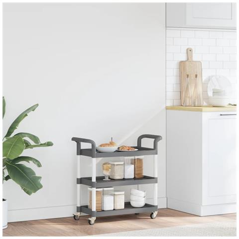 Lusso Casadino -  Carrello A 3 Ripiani Grigio 77x34x72 Cm In Alluminio - Foto 2