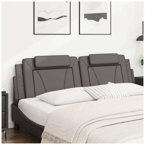 Lusso Casadino -  Cuscino Testiera Viana Grigio 180 Cm In Similpelle - Foto 2