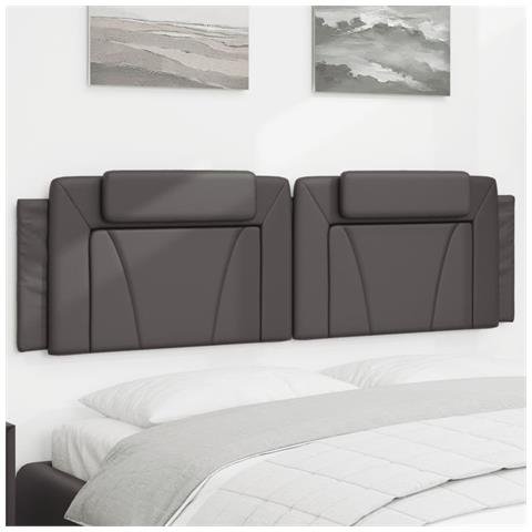 Lusso Casadino -  Cuscino Testiera Viana Grigio 180 Cm In Similpelle - Foto 8