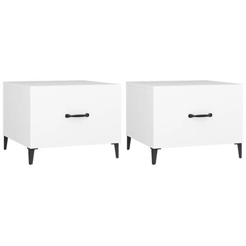 Tavolini Da Salotto Gambe In Metallo 2 Pz Bianchi 50x50x40 Cm - Foto 1