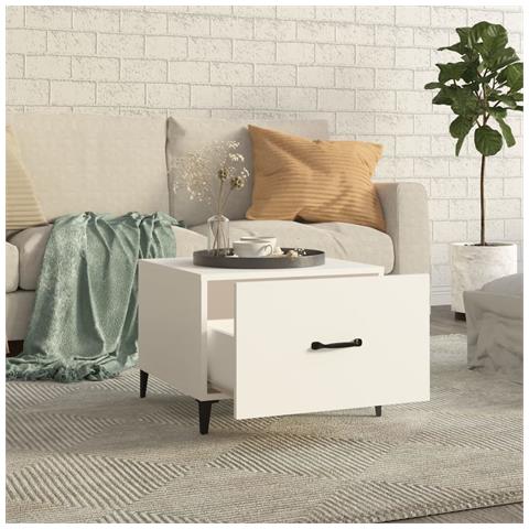 Tavolini Da Salotto Gambe In Metallo 2 Pz Bianchi 50x50x40 Cm - Foto 2