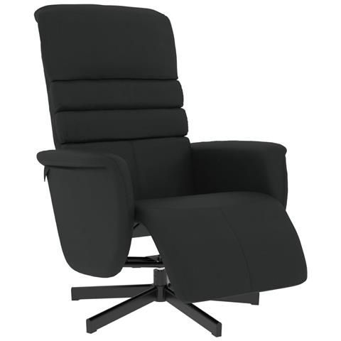 Poltrona Reclinabile con Poggiapiedi Nera in Similpelle - Foto 1