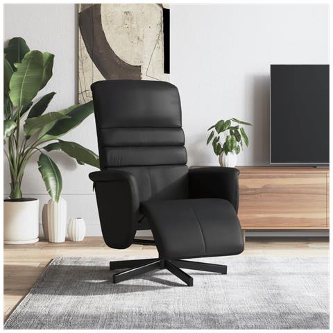 Poltrona Reclinabile con Poggiapiedi Nera in Similpelle - Foto 2