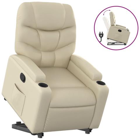 Poltrona Alzapersona Reclinabile Crema in Similpelle - Foto 1