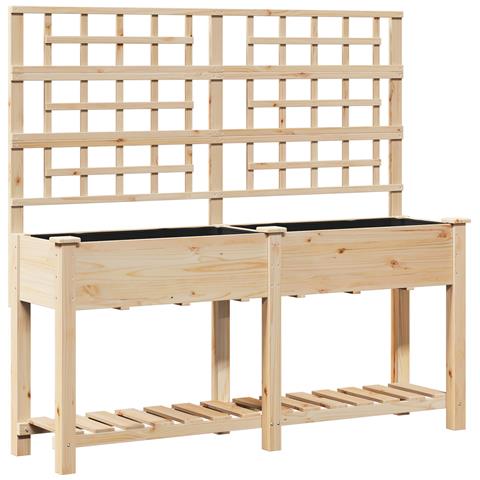 Vaso da Giardino  con Trellis e Ripiano 161x43x152 cm in Legno Massello di Pino - Foto 1