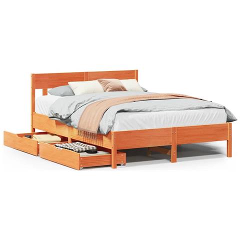 Letto senza Materasso Marrone Cera 120x190 cm in Legno di Pino - Foto 1