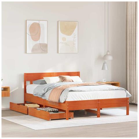 Letto senza Materasso Marrone Cera 120x190 cm in Legno di Pino - Foto 2
