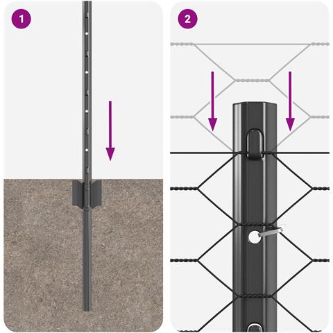Posti per Recinzione 11 pz U-Channel Grigio 60 cm Acciaio - Foto 9