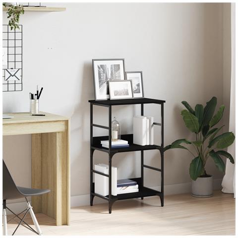 Libreria Nero Rovere 50x33x82 cm Legno ingegnerizzato e Acciaio - Foto 2