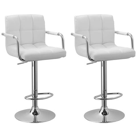 Set Di 2 Sgabelli Da Bar Bianchi Con Braccioli Mike - Foto 1