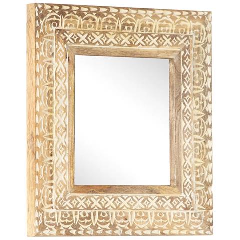 Specchio Intagliato A Mano 50x50x2,6 Cm In Massello Di Mango - Foto 2