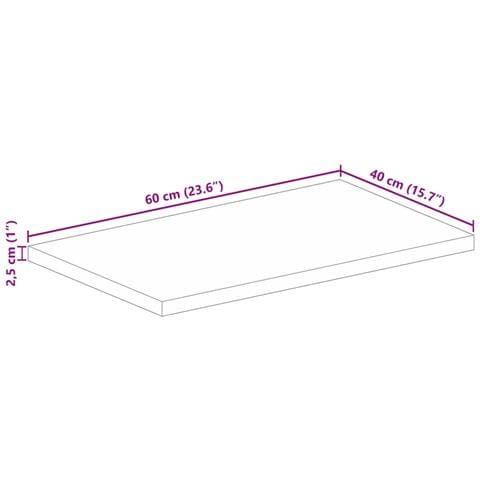 Piano per Tavolo 60x40x2,5cm Rettangolare Legno Massello Acacia - Foto 9