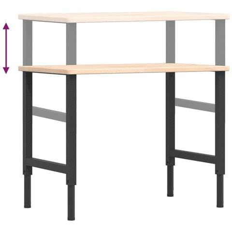 Banco da Lavoro 100x60x(71,5-98) cm Legno Rovere Rettangolare - Foto 9