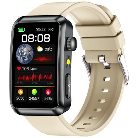 Smartwatch Avanzato Con Ecg, Monitoraggio Frequenza Cardiaca E Sos - Compatibile Con Android E Ios Beige - Foto 1