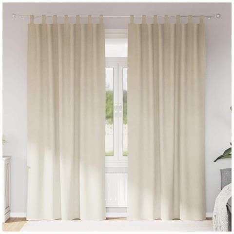 Tende con tende 2 pcs Crema 140 x 260 cm Velluto - Foto 2