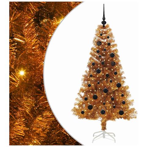 Albero di Natale con 150 LED con supporto Oro 150 cm PET - Foto 1