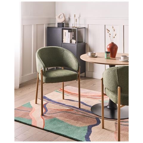 Set Di 2 Sedie Da Pranzo Zane Tessuto Verde - Foto 1