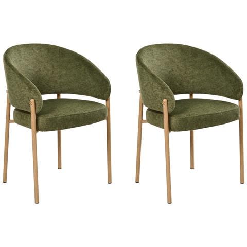 Set Di 2 Sedie Da Pranzo Zane Tessuto Verde - Foto 2