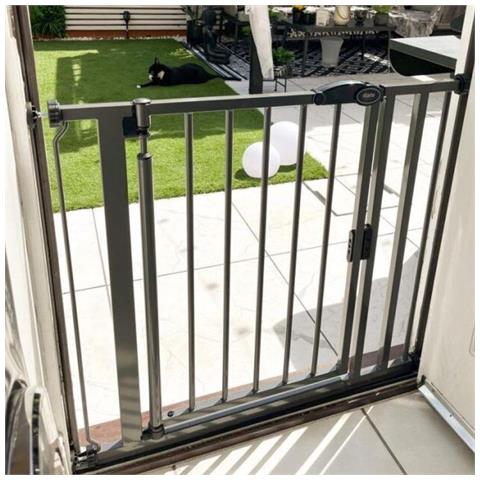 Safetots Cancelletto Per Scale A Pressione Con Chiusura Automatica, 82,2cm - 89,2cm, Grigio Ardesia - Foto 2