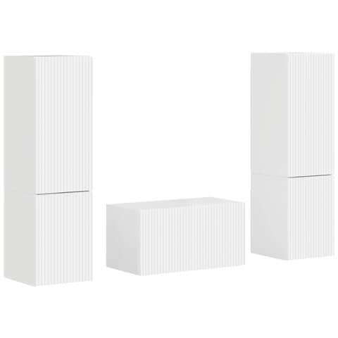 Set mobile TV 5 pcs Bianco Lucido Legno multistrato - Foto 1