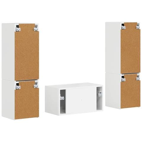 Set mobile TV 5 pcs Bianco Lucido Legno multistrato - Foto 9
