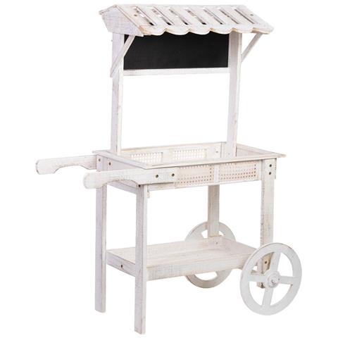 Carrello Espositivo-scaffale In Legno Bianco 90x44x125h Cm - Foto 1