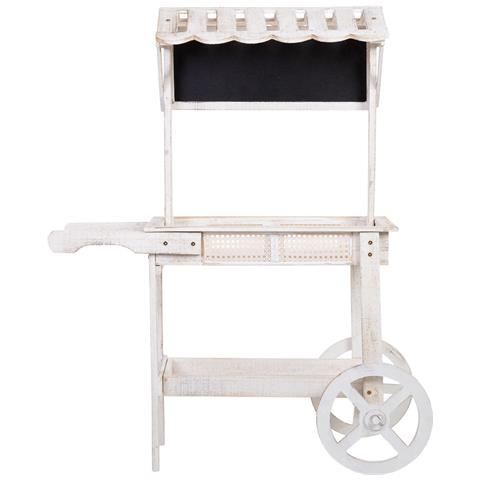 Carrello Espositivo-scaffale In Legno Bianco 90x44x125h Cm - Foto 2