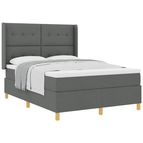 Letto a molle con materasso Grigio scuro 160 x 200 cm Tessuto - Foto 1