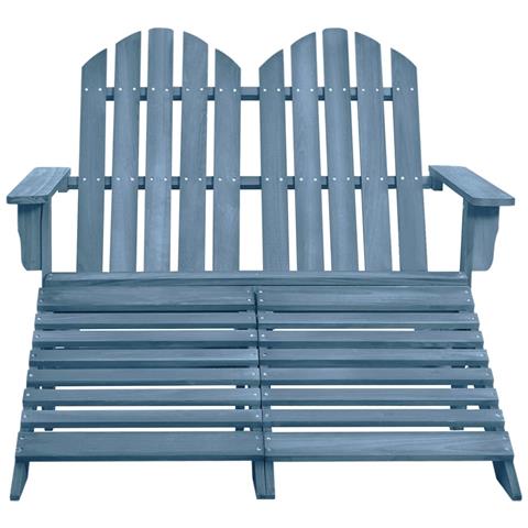 Sedia da Giardino a 2 Posti con Pouf in Legno di Abete Bianca - Foto 2