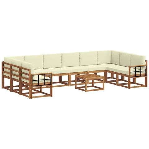 Set di divani da esterno con cuscino 11 pcs Naturale e Crema - Foto 1