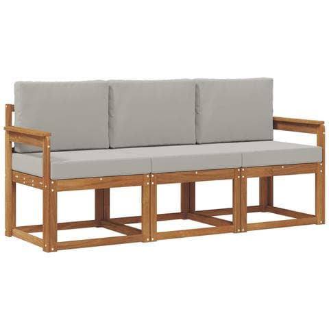 Set di divani da esterno 3 pcs Grigio Naturale e Chiaro - Foto 1
