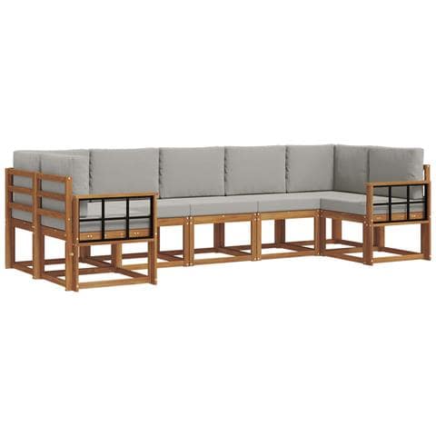 Set di divani da esterno 7 pcs Grigio Naturale e Chiaro - Foto 1