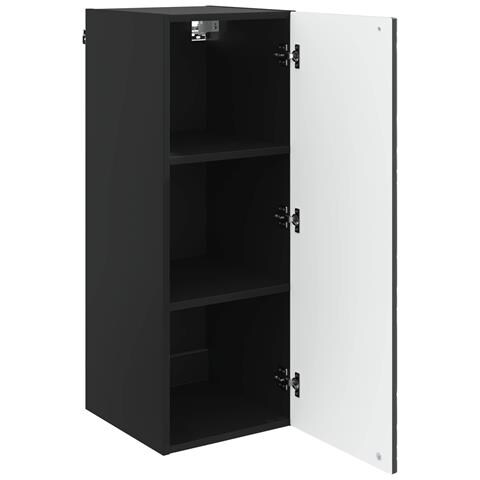 Mobiletto a muro Nero 33 x 34,5 x 90 cm Legno ingegnerizzato - Foto 2